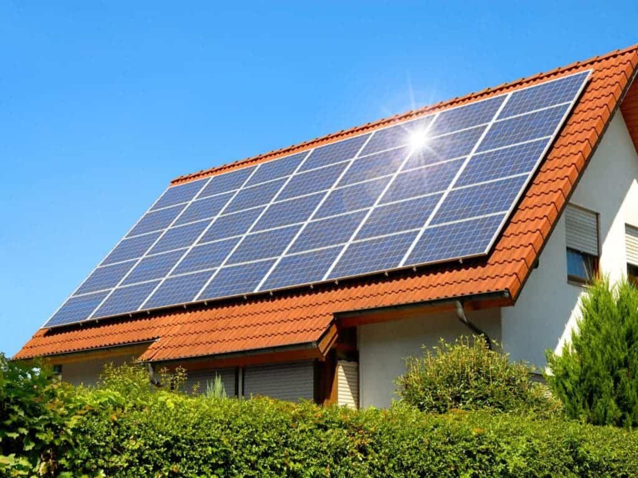 Bigstock solar panel on a red ro